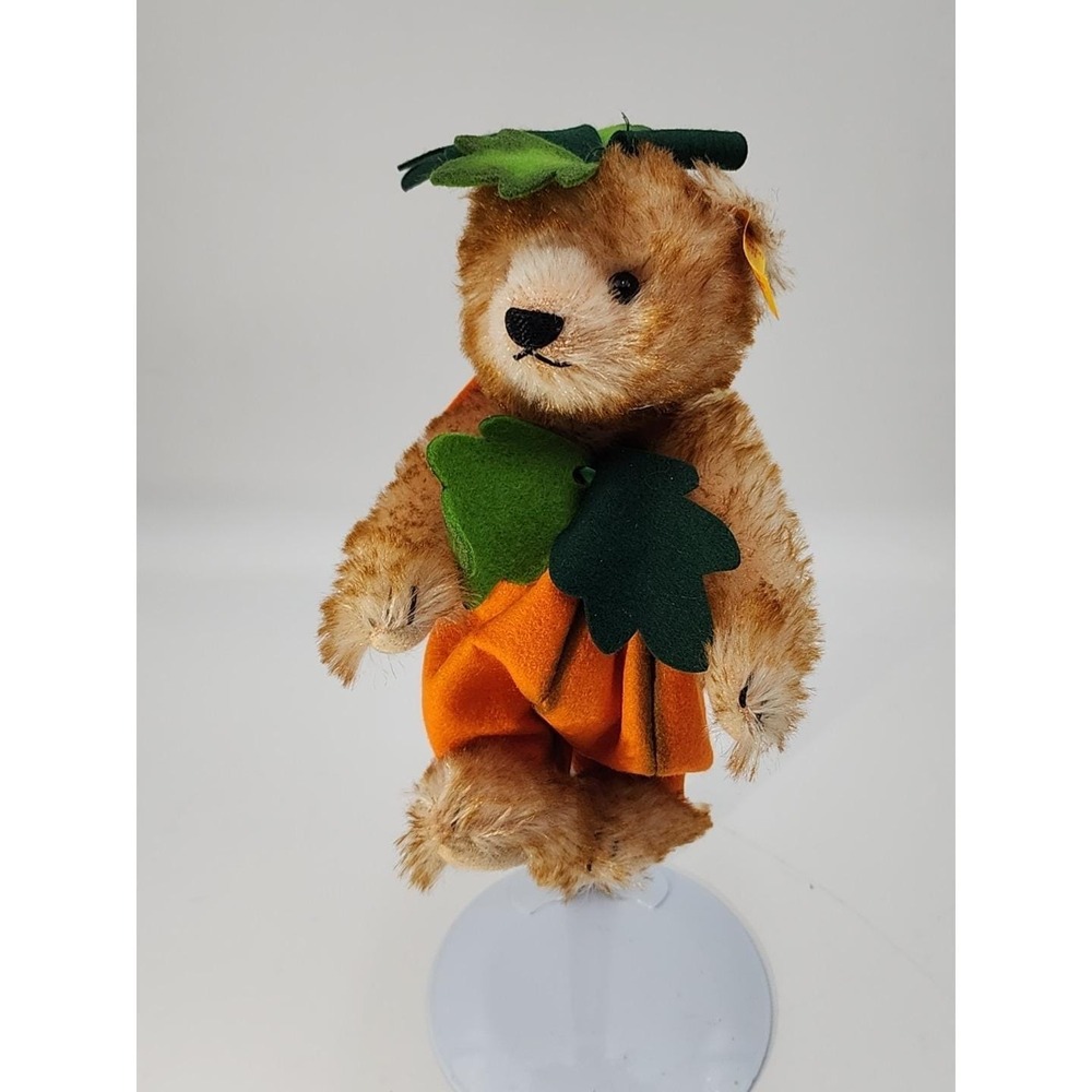 Vintage Steiff brown 9"‎ Bear in a pumpkin costume 028472